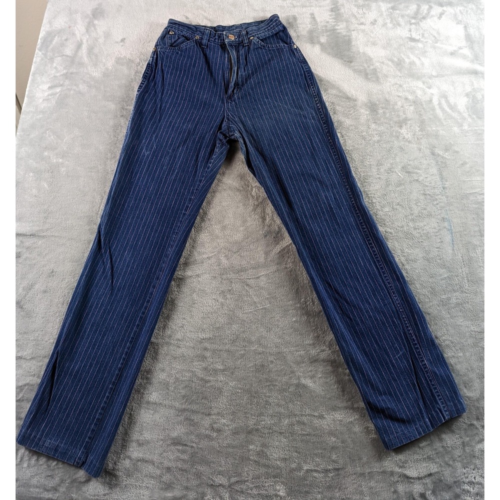 VTG Maverick Jeans Womens 10 (26x30) Blue Striped High Rise Straight USA Made